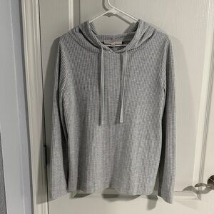 Like New! Loft Waffle Knit Gray Hooded Sweater -Size Medium